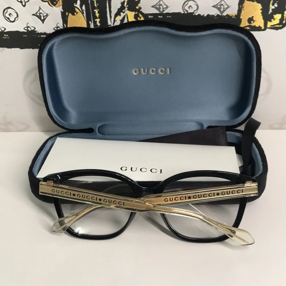 ✨ Luxury New Authentic Gucci GG0566O 001 Black Square Eyeglasses ✨